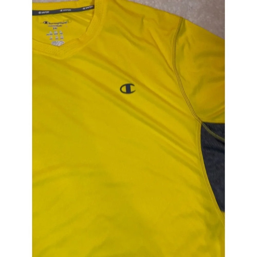 Champion Powertrain Vapor Shirt Mens 2XL Yellow Grey Excellent Performance Tee - Picture 6 of 12